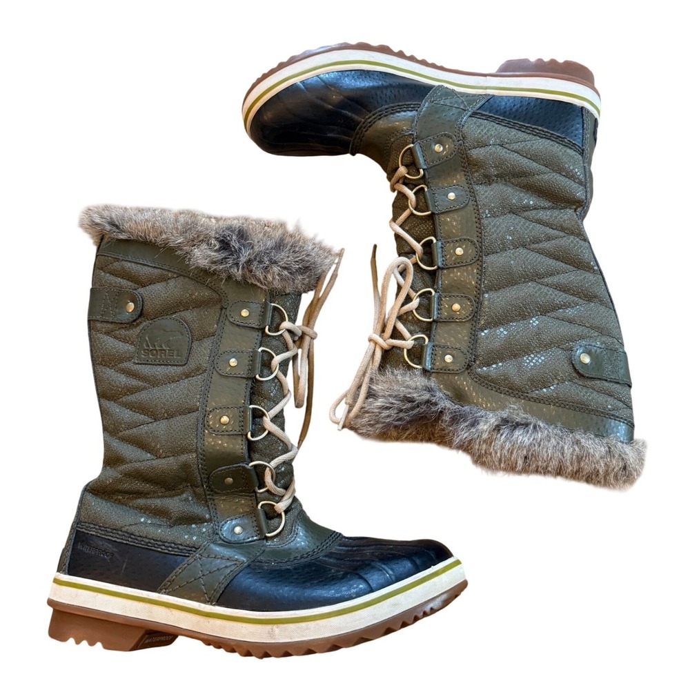 Sorel Peat Moss Green Tofino II Winter Boots Women's 9.5